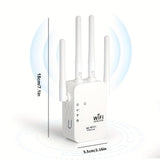 Amplificador de señal Wi-Fi, super fuerte, 1200 Mbps doble banda 2.4 y 5Ghz, extiende hasta 8500 pies cuadrados, Wi-Fi de alta penetración, conecta hasta 35 dispositivos, configuración simple con una sola tecla, 4 antenas omnidireccionales, soporte de pu