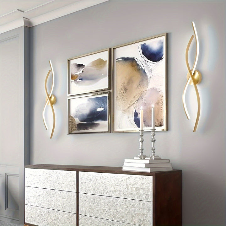 1 Juego de Lámparas de Pared LED Mini Modernas con Acabado Dorado - Diseño Semi-Encajonado Elegante para Dormitorio, Sala de Estar, Iluminación de Pasillos, Luces Decorativas para Espejos, Conectado a Tierra 110-240V, Uso en Ubicaciones Secas, Iluminació