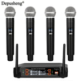 Sistema de micrófono inalámbrico de 4 canales Depusheng, micrófono inalámbrico portátil sin cable, para iglesia, DJ, bodas, fiestas, karaoke, presentaciones de clase.