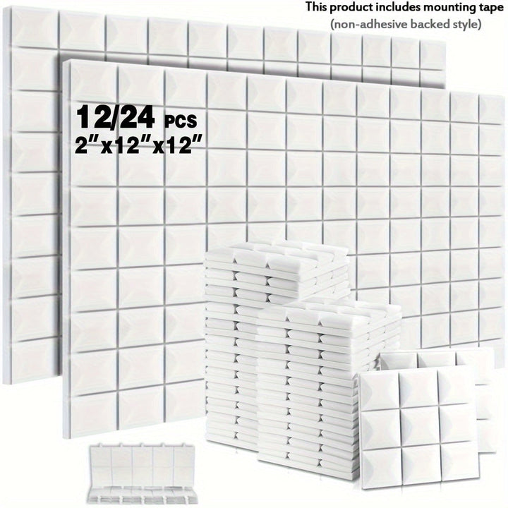 Paneles de espuma acústica OLOBLB, 12/24 unidades, 12x12x2 pulgadas, material de esponja de hongo de alta densidad, tableros de absorción de sonido para paredes y puertas, no tóxico, retardante de llama, fácil instalación, para accesorios de equipo de gr