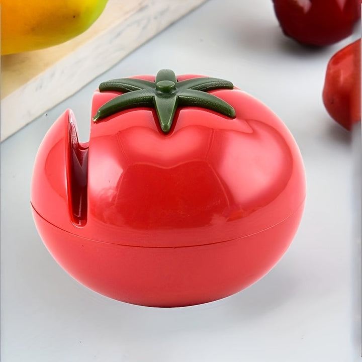 Afilador Manual Portátil en Forma de Tomate - Afilado Rápido y Fácil para Cuchillos de Cocina, Diseño Compacto