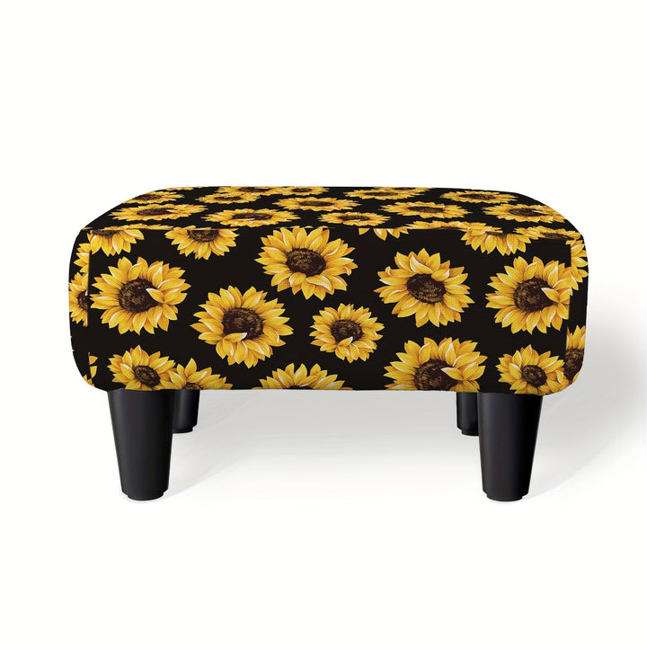 Taburete pequeño con diseño de crisantemo, taburete cuadrado de lino suave, taburete bajo para cambiar zapatos para uso doméstico.