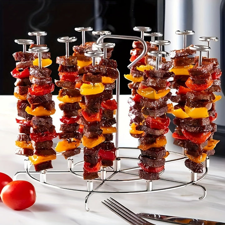 Soporte vertical para parrilla de acero inoxidable 304 con 12 pinchos - Ideal para barbacoa, freidora de aire y uso en la cocina, perfecto para carnes y verduras, duradero y fácil de limpiar, freidora de aire con parrilla