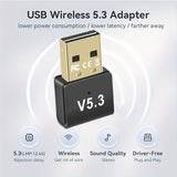 Adaptador sin varillas USB 5.3 con Transferencia Rápida de Datos, Plug & Play Sin Controladores Necesarios, Conexión Dual Inalámbrica, Compatible con PC, Laptop, Teléfono, Juegos, Impresora, Auriculares, Tableta, Teclado y Ratón - Adaptador de Red Alimen
