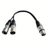 1pc Adaptador de cable de interfaz de audio profesional de 1 a 2, conexión XLR macho y hembra de tres núcleos, compatible con PC, consolas de mezcla, micrófonos, altavoces, amplificadores, controladores de iluminación de escenario - Negro, alimentación c