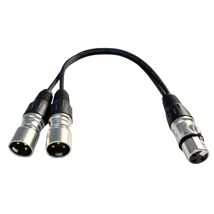 1pc Adaptador de cable de interfaz de audio profesional de 1 a 2, conexión XLR macho y hembra de tres núcleos, compatible con PC, consolas de mezcla, micrófonos, altavoces, amplificadores, controladores de iluminación de escenario - Negro, alimentación c