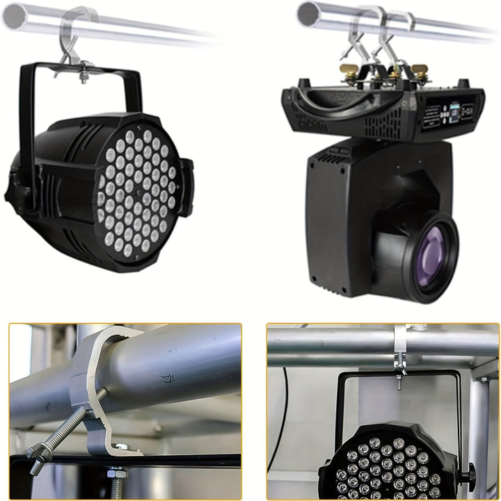 4piezas Ganchos de iluminación de escenario de aluminio y metal - Duraderos de 1.1 a 2 pulgadas de diámetro, no necesitan batería, fáciles de instalar para el montaje profesional de escenario, accesorios de iluminación de escenario | Acabado metálico ele