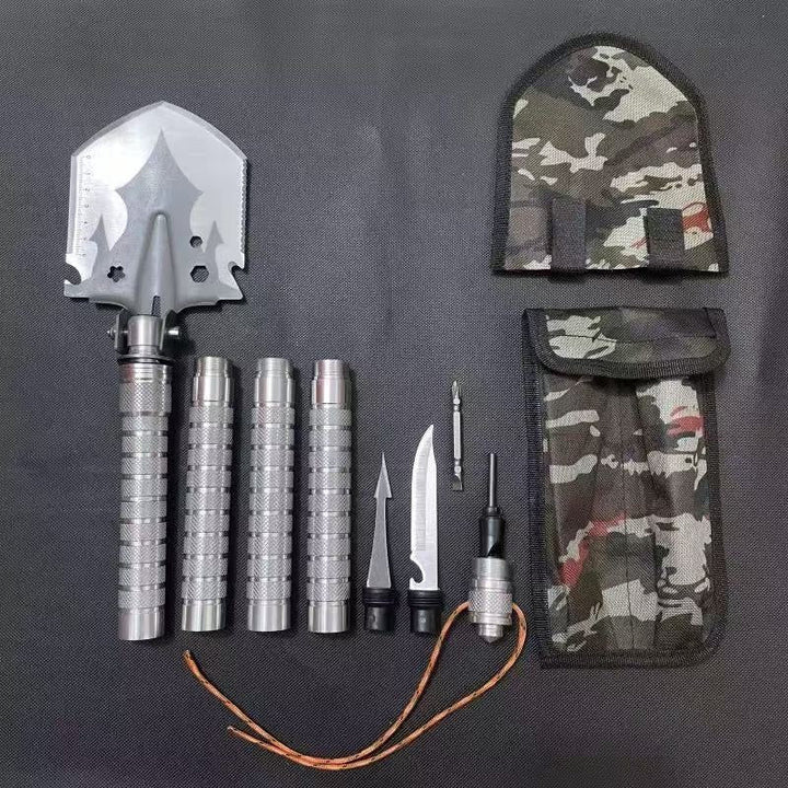 Pala plegable de acero de alta resistencia, herramienta de supervivencia multiusos diseñada para off-road, camping y senderismo, adecuada para todas las 11 fiestas.