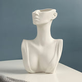 1pc Jarrón Blanco Creativo De Estilo Nórdico Jarrón De Cara Moderno Decorativo Simple Para Oficina Y Hogar
