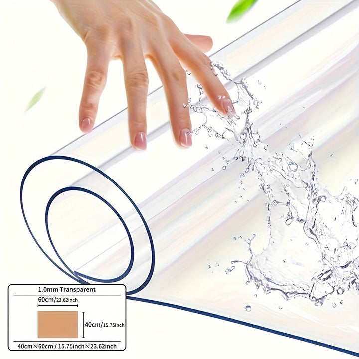 1 pieza de Mantel Transparente de Lujo - PVC de 1.0 mm de Grosor, Resistente a Arañazos y Calor, Película Protectora para Mesas de Comedor y Café - Ideal para Uso en Hogar, Oficina, Hotel - Diseño Cuadrado Elegante