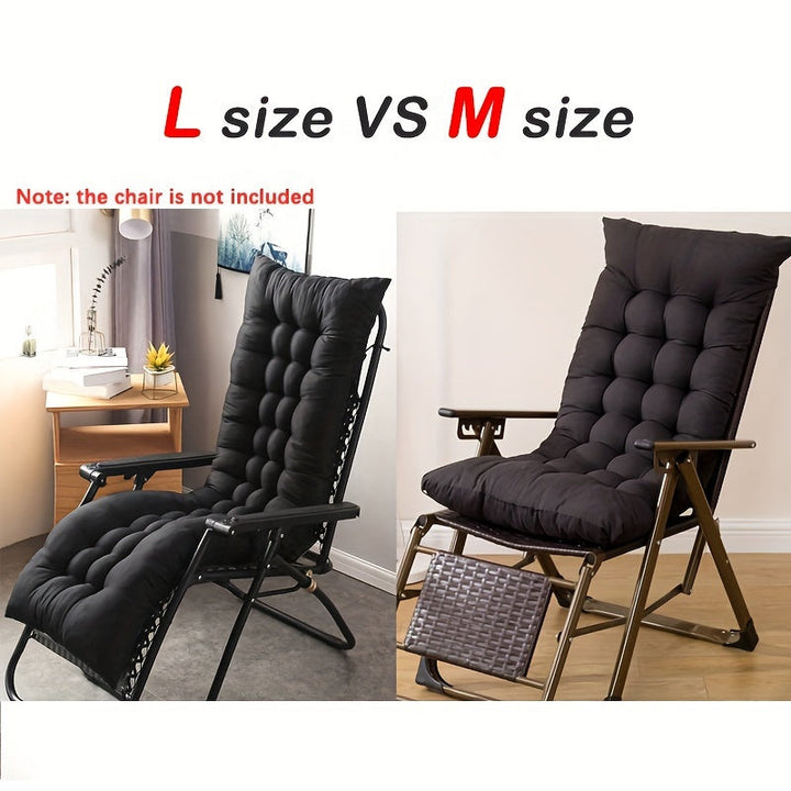 1 cojín negro para silla reclinable, tela de poliéster suave con acabado cepillado, relleno grueso de PP, transpirable y cómodo para sentarse por mucho tiempo, tamaño L (silla no incluida), almohadilla portátil para silla, funda mullida, material transpi
