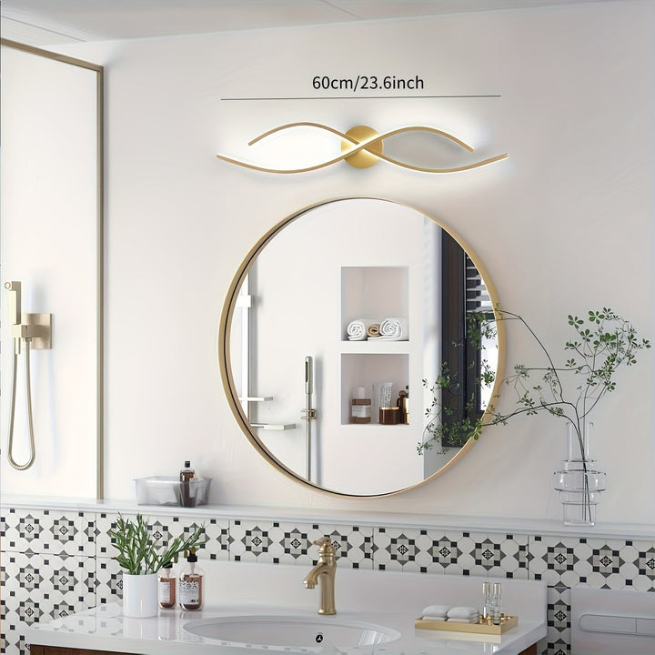 1 Juego de Lámparas de Pared LED Mini Modernas con Acabado Dorado - Diseño Semi-Encajonado Elegante para Dormitorio, Sala de Estar, Iluminación de Pasillos, Luces Decorativas para Espejos, Conectado a Tierra 110-240V, Uso en Ubicaciones Secas, Iluminació