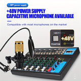 Consola de mezcla portátil de 7 canales NXG con puertos USB y MP3, alimentación fantasma de 48 V, construcción de aleación, funcionamiento con fuente de alimentación, enchufe estadounidense de 110-130 V, mezclador de audio profesional para grabaciones y