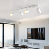Luz de techo LED moderna, 4 bombillas, foco rotativo blanco GU10, acabado de hierro pulido, enfoque ajustable, montaje semi-inclinado, cableado duro, para cocina, dormitorio, sala de estar, oficina - Bombillas no incluidas, iluminación cercana al techo p
