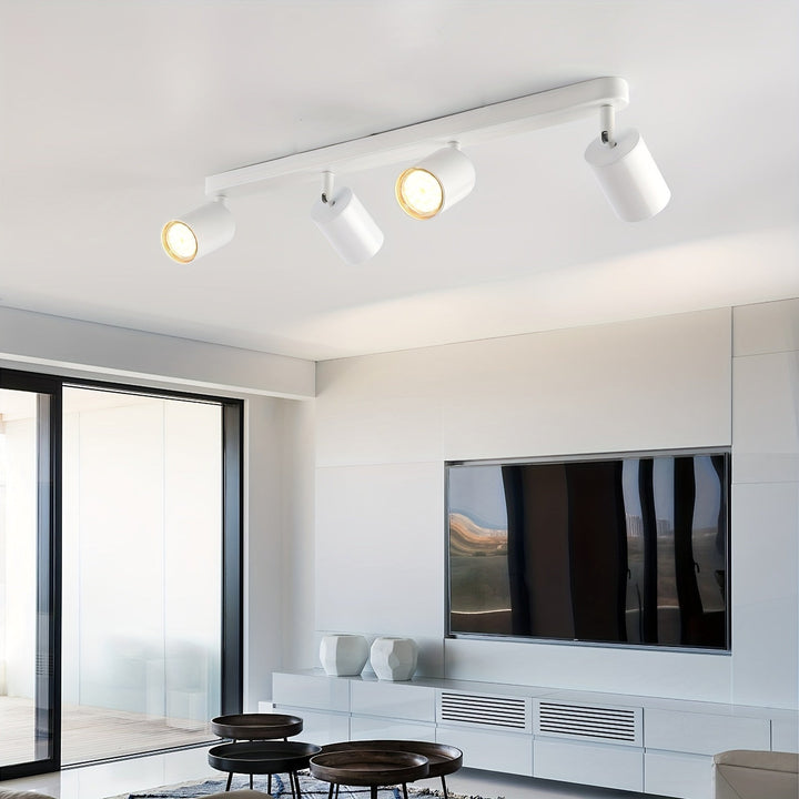 Luz de techo LED moderna, 4 bombillas, foco rotativo blanco GU10, acabado de hierro pulido, enfoque ajustable, montaje semi-inclinado, cableado duro, para cocina, dormitorio, sala de estar, oficina - Bombillas no incluidas, iluminación cercana al techo p