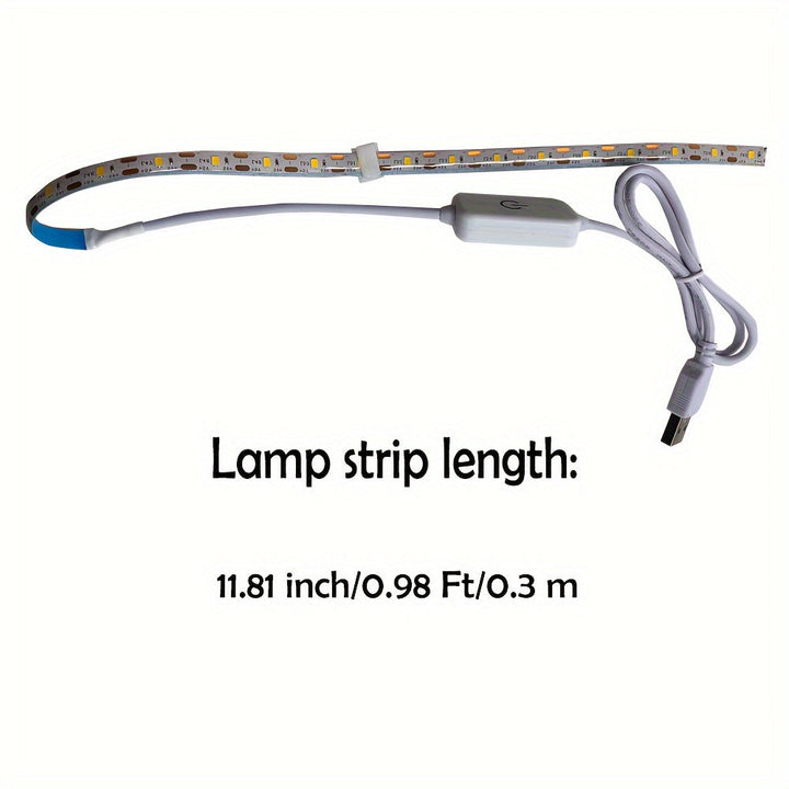 Tira de luces LED regulable para máquina de coser, 29.87 cm, luz flexible con USB y regulador táctil, para iluminación bajo gabinete, manualidades y celebraciones, montaje adhesivo, acabado metálico, pantalla de resina - 1 unidad