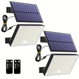 1 pieza/2 piezas 400 LED luz solar exterior de pared, con sensor de movimiento, luz LED blanca fría, luz solar de inundación, luz solar de calle de alta luminosidad, panel solar más grande, fácil de instalar, super brillante, auto NO/OFF, para porche, pa