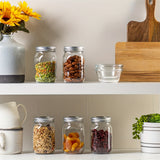 16 oz. Frascos de vidrio redondos Mason con tapas metálicas abatibles, herméticos, aptos para congelador, lavables a mano, ideales para enlatar, conservar, preparar comidas, almacenar granos - No se necesita electricidad