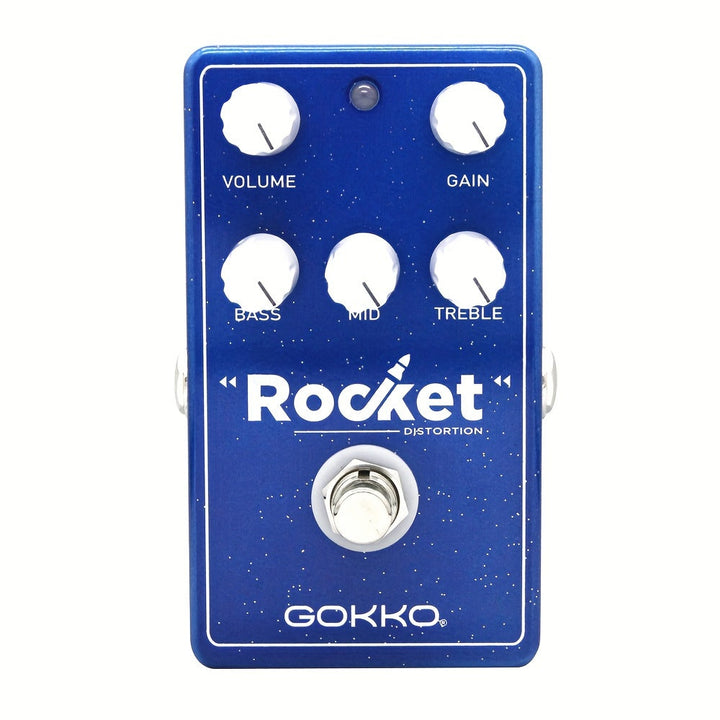 Pedal de guitarra de distorsión GOKKO - Amplificador digital de retraso y distorsión azul con ganancia ajustable, 4 palancas para tonos profundos y estilo áspero, no requiere energía, fácil instalación, pedal de distorsión, sobreimpulso de guitarra, dise