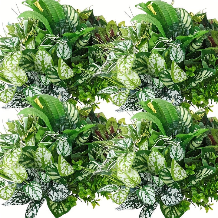 24 plantas artificiales de primavera, decoración para jardín exterior, plantas falsas anti-UV, resistentes, verdes y de plástico, ideales para bodas y diversos eventos