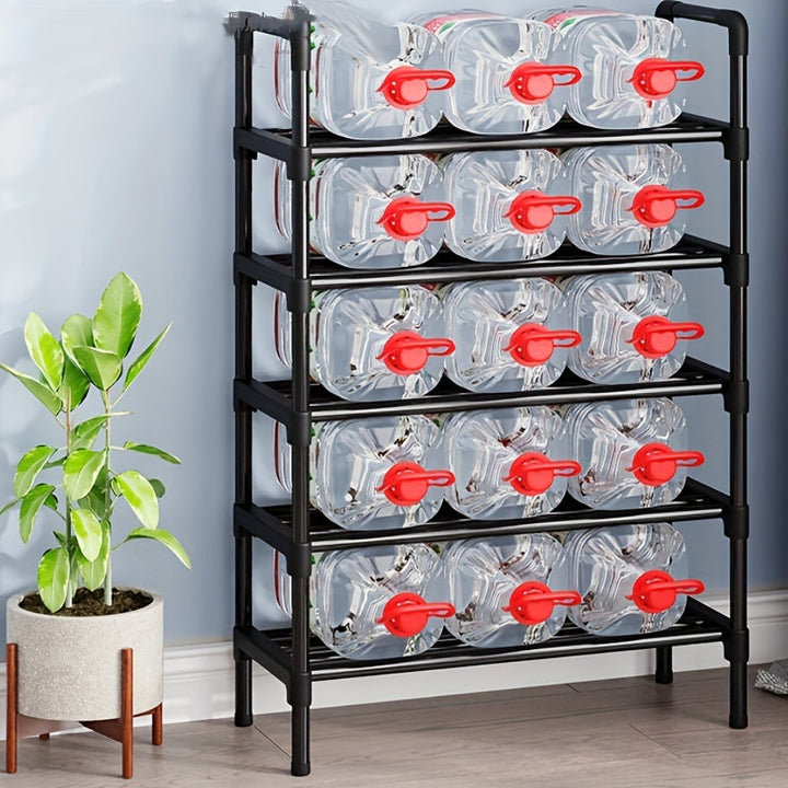 1 estante para zapatos de metal negro, organizador de 5 niveles que ahorra espacio, estante de almacenamiento multifuncional resistente para botas y zapatos, ideal para entrada, dormitorio, sala de estar y clóset, mueble para pasillo | Solución de almace