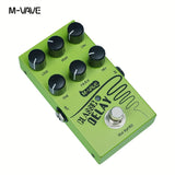 Pedal de Retardo Clásico para Guitarra Eléctrica - Pedal de Efecto Analógico Alimentado por USB con Máximo Retardo de 600ms, 6 Manijos para Control en Tiempo Real, Construcción Robusta Verde para Actuaciones En Vivo y Grabación en Estudio, Equipo de Inte