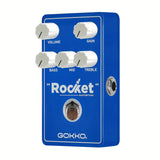 GOKKO GK-45 Pedal de Guitarra Distorsión Rocket - True Bypass, Alimentación USB, Azul - Construcción Robusta para Guitarra Eléctrica/Bajo - Controles de Ganancia, Medios y Agudos - Compatible con Pedales y Amplificadores, Marca Audaz, Diseño Metálico Res