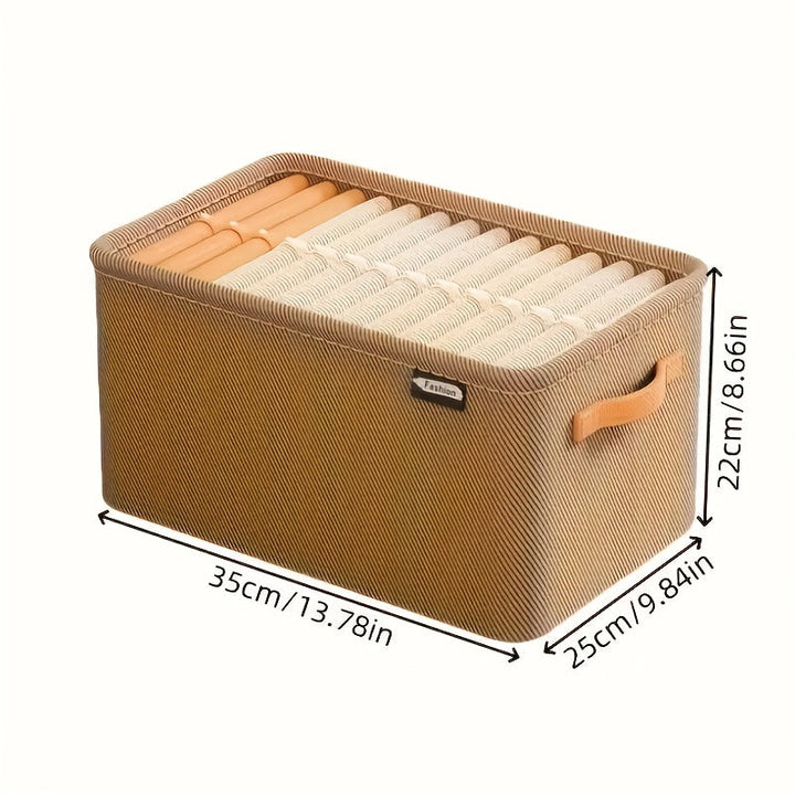 1 cesta de almacenamiento de tela plegable con asa - Beige, estilo clásico, perfecta para el hogar, la oficina y la organización de dormitorios - Ideal para ropa, artículos varios y más, cestas de estantería