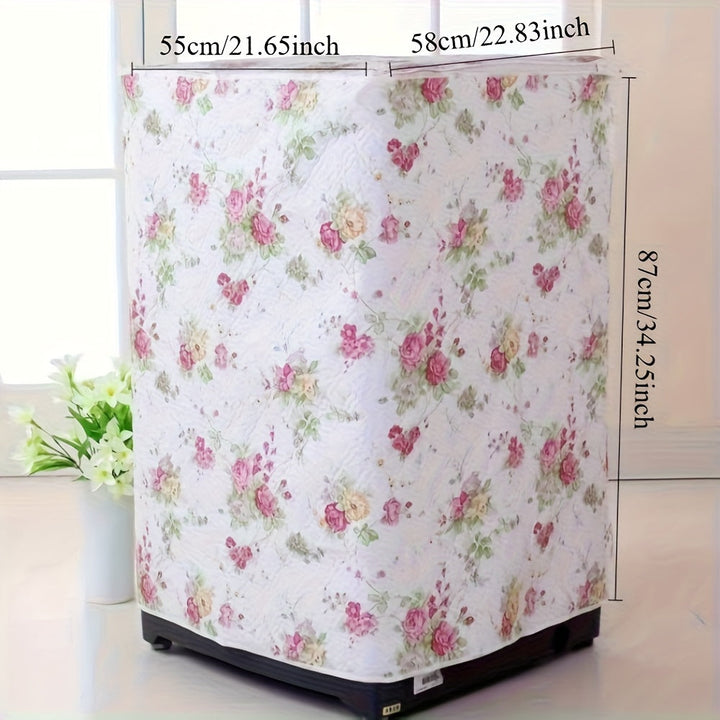 Tapa de lavadora PE - Diseño moderno floral y geométrico, cubierta duradera y resistente al polvo que no se desvanece para lavadoras de carga frontal y lavado de un solo golpe, patrones de hojas vibrantes, se adapta a balcones y espacios de vida, portáti