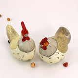 Juego de 2 figuras de gallo y gallina de cerámica artesanal, decoración de pollo, no eléctrico, para interiores y exteriores, varios tipos de habitaciones, decoración de cocina rústica, decoración para el hogar, regalo de casa nueva