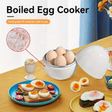 1 pieza de hervidor de huevos de aguas termales para casa, puede ser utilizado en el microondas para hervir 4 huevos al mismo tiempo, equipado con tapa selladora de rosca y separador para viajes en RV, hervidor portátil.