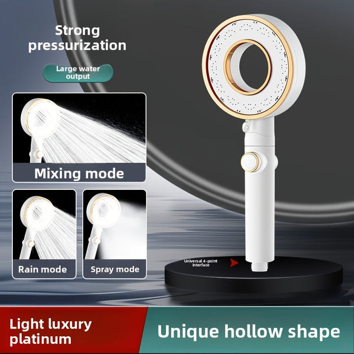 1pc, Cabezal de Ducha de Alta Presión con Tres Modos - Ahorro de Agua, Rociador Manual Ajustable, 5 Modos para una Experiencia Mejorada, Montaje en Pared, Diseño Redondo, Accesorio Moderno para Baño | Duradero y Resistente