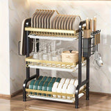 Estantería de Cocina de 3 Niveles con Sistema de Drenaje - Organizador Moderno y Minimalista para Utensilios, Platos y Boles, Ahorra Espacio en Cocinas Pequeñas