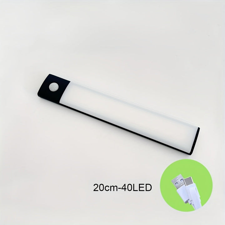 1pc Luz Nocturna LED Ultrafina con Sensor de Movimiento, Recargable por USB para Armario, Brillo Ajustable, Diseño Metálico Moderno, Iluminación de Pared para Cocinas y Dormitorios, Luces LED para Dormitorio