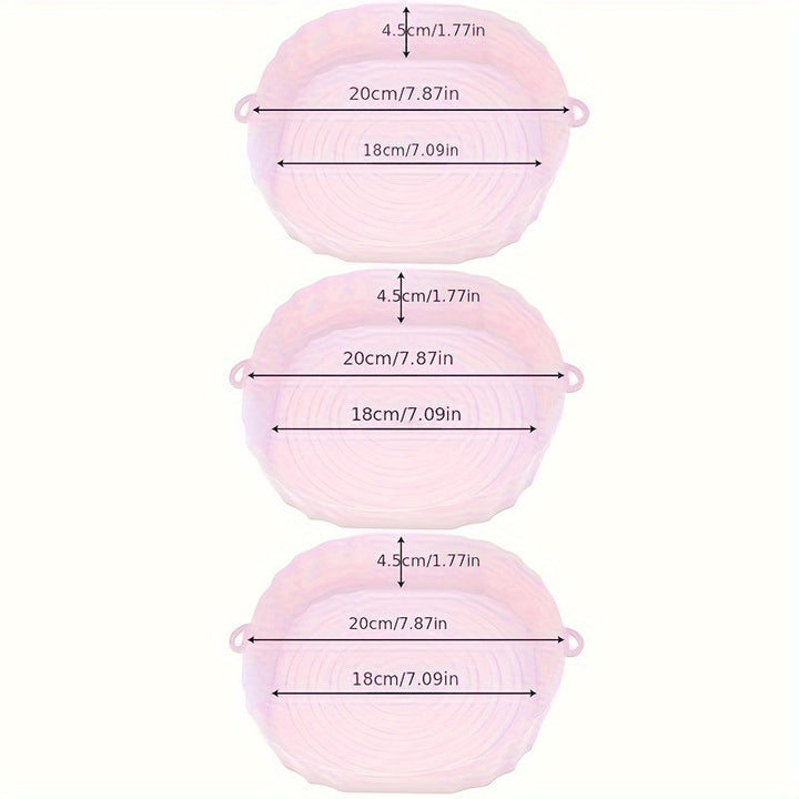 3 paquetes de revestimientos de silicona para freidora de aire de 18,01 cm, bandejas para hornear antiadherentes reutilizables, accesorios para horno, utensilios de cocina para herramientas para hornear