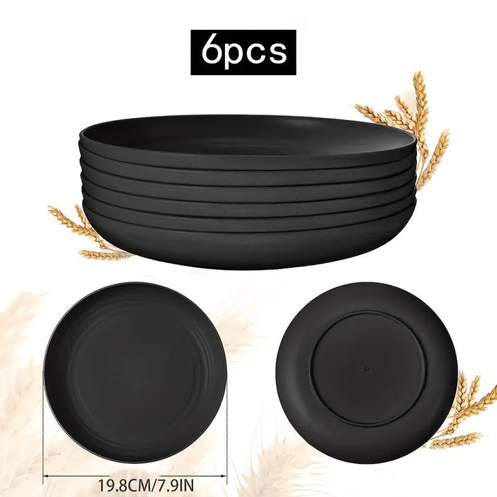 6 piezas de platos redondos de PP, patrón rayado, tema de vacaciones, seguro para lavavajillas, para hogar, picnic, camping, fiesta, RV, cocina y dormitorio