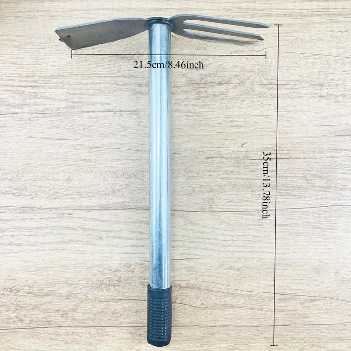 1 pieza de pala y rastrillo de doble propósito con mango de acero duradero - Herramienta de jardinería ergonómica para palas y rastrillos eficientes, ideal para plantar flores, mantenimiento de jardines | Rastrillo de metal resistente | Diseño ergonómico