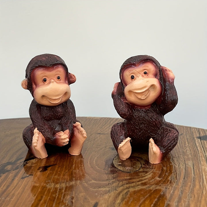 4 piezas de estatuas de mono hechas a mano de resina - Diseño de apariencia personalizada, adecuado para interiores, jardines, balcones, es la decoración del ambiente para fiestas de vacaciones como Halloween.
