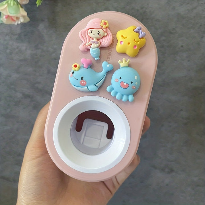 1 Exprimidor Automático De Pasta De Dientes, Soporte De Pasta De Dientes De Dibujos Animados Lindo 3D, Exprimidor De Pasta De Dientes Sin Perforación Para Colgar En La Pared, Adecuado Para Baño, Accesorios De Baño