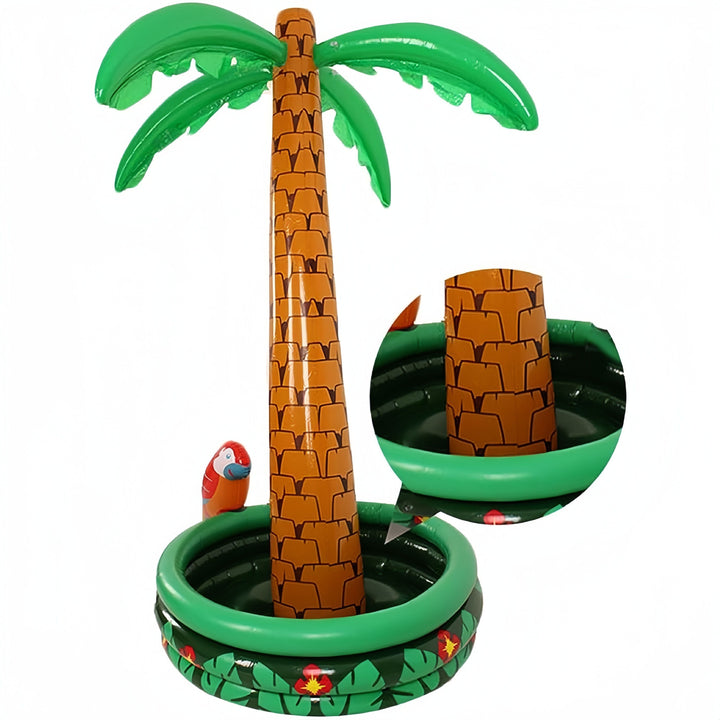 1 palmera inflable con temática hawaiana para enfriar bebidas, decoración tropical para fiestas con loro, accesorio festivo para el hogar, sin necesidad de energía