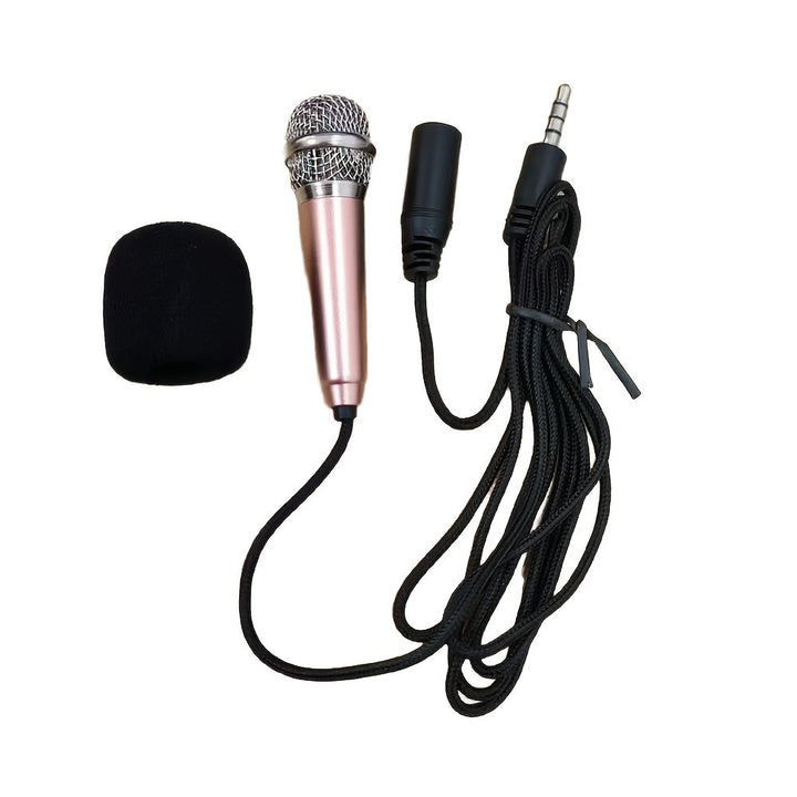 Micrófono mini portátil con conector de 3.5 mm, compatible con celulares, computadoras, laptops, tabletas, ideal para grabación, entrevistas, karaoke, juegos, videollamadas y transmisiones en vivo