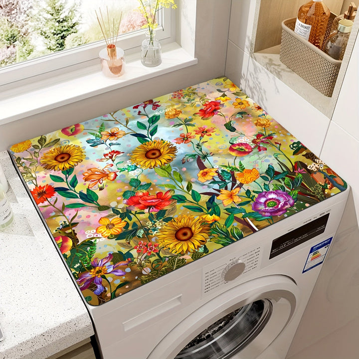1pc Cubierta Antipolvo para Lavadora con Estampado de Mandala Colorido 50x60cm Alfombrilla de Almacenamiento Antideslizante
