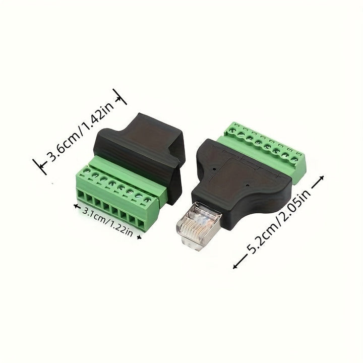1 Par RJ45 a bloque terminal de tornillo de 8 pines Conector macho hembra Ethernet RJ45 Macho hembra a 8 pines Bloque terminal de tornillo Adaptador de red para CCTV DVR