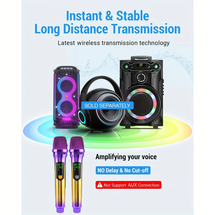Micrófono sin varillas, Sistema de Micrófonos Dinámicos Portátiles Doble y Recargables con Soporte para Escritorio para Canto, Bodas, Fiestas y Enseñanza