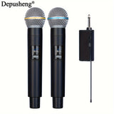 Micrófono Inalámbrico Recargable DEPUSHENG de Doble Canal 4 Canales Plug and Play Adecuado para Karaoke, Cantar, Discursos, Bodas, Sistemas de PA