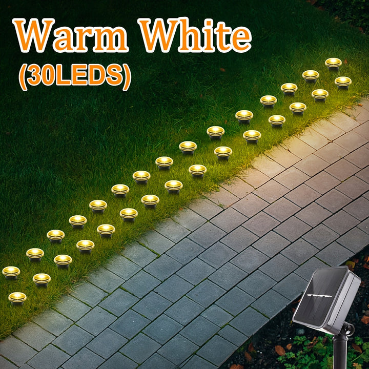 Luces Solares para Jardín: 15/30 LED, 4.82/7.8 metros, Material Plástico, 8 Modos, Impermeable, Carga Solar, Adecuadas para Césped, Villa, Calle, Caravana, Casa, Jardín, Ideal para Fiestas, Bodas, Cumpleaños y Festividades IP65 Tira de Luz Exterior