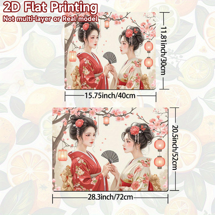 1pc Alfombra de Cocina Japonesa - Diseño Tradicional Geisha y Farolillo, Protector para Estufas, Tapete Lavadora/Secadora, Base Decorativa para Encimera - Fácil de Limpiar, Compatible con Placas Eléctricas y de Gas, Cubierta para Superficies de Electrodo