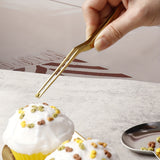 1 Pinza Curvada Especial De Cocina Molecular Dorada De Titanio, Pinzas De Placa Oscilante De Acero Inoxidable, Pinzas Con Forma De Platos Fríos, Cocina, Restaurante, Pastel Occidental, Postre, Herramientas De Decoración