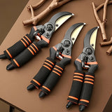 2 piezas de tijeras de jardín profesionales de aleación de titanio de 8,5 pulgadas y acero inoxidable 304 con resorte - Tijeras de jardín de acero pesado ultra afiladas y resistentes a la corrosión con mango suave de esponja antideslizante, adecuadas par