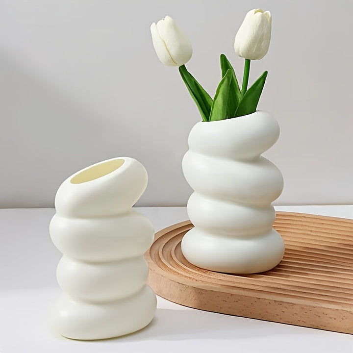 Jarrón blanco elegante en espiral, estilo nórdico, perfecto para decoración del hogar y cocina, ideal para estética de sala y dormitorio, decoración para el hogar